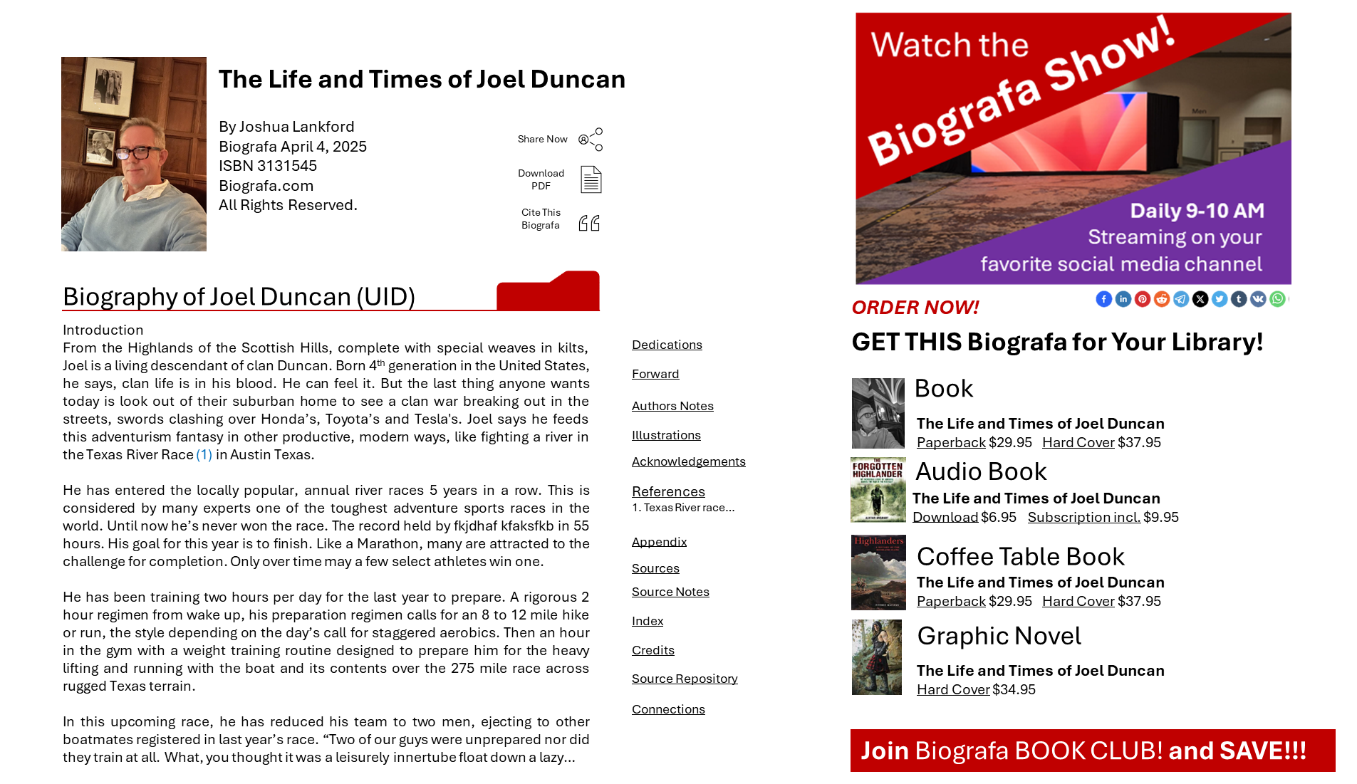 Biografa Profile Page Concept Cont.