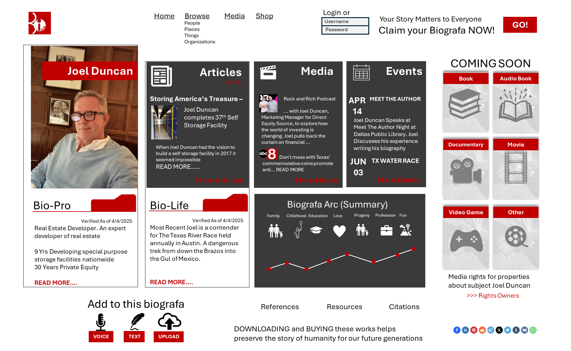 Biografa Profile Page Concept